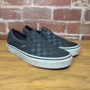Vans Shoes Men Size 5.5 Slip On Sneakers Checkered Pattern Black White Soles